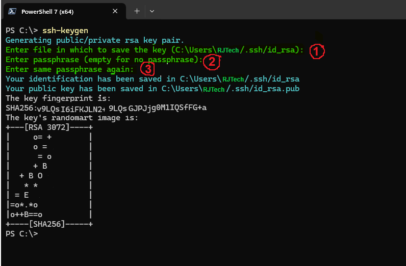 Generate ssh-key in windows using ssh-keygen command